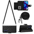 For Motorola Moto G Power 2022 Rhombic Texture Flip Leather Phone Case with Long Lanyard(Black) - 1