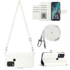 For Nokia C22 Rhombic Texture Flip Leather Phone Case with Long Lanyard(White) - 1