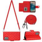 For Nokia G22 Rhombic Texture Flip Leather Phone Case with Long Lanyard(Red) - 1