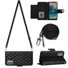 For Nokia G22 Rhombic Texture Flip Leather Phone Case with Long Lanyard(Black) - 1