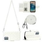 For Nokia G22 Rhombic Texture Flip Leather Phone Case with Long Lanyard(White) - 1