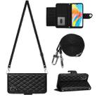 For OPPO A38 4G / A18 4G Rhombic Texture Flip Leather Phone Case with Long Lanyard(Black) - 1