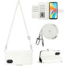 For OPPO A38 4G / A18 4G Rhombic Texture Flip Leather Phone Case with Long Lanyard(White) - 1