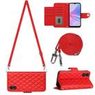 For OPPO A78 5G / A58 5G Rhombic Texture Flip Leather Phone Case with Long Lanyard(Red) - 1