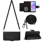 For OPPO A78 5G / A58 5G Rhombic Texture Flip Leather Phone Case with Long Lanyard(Black) - 1