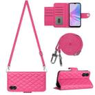 For OPPO A78 5G / A58 5G Rhombic Texture Flip Leather Phone Case with Long Lanyard(Rose Red) - 1