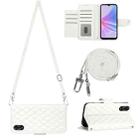 For OPPO A78 5G / A58 5G Rhombic Texture Flip Leather Phone Case with Long Lanyard(White) - 1