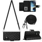 For OnePlus CE 3 Lite 5G / Nord N30 Rhombic Texture Flip Leather Phone Case with Long Lanyard(Black) - 1