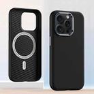 For iPhone 12 Pro Max Metal Lens Frame Leather Magsafe Full Coverage Shockproof Phone Case(Black) - 1