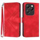 For Infinix Hot 40 Line Pattern Skin Feel Leather Phone Case(Red) - 1
