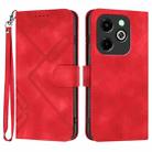 For Infinix Hot 40i Line Pattern Skin Feel Leather Phone Case(Red) - 1