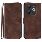 For Infinix Smart 8 Line Pattern Skin Feel Leather Phone Case(Coffee) - 1