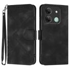 For Infinix Smart 7 HD Line Pattern Skin Feel Leather Phone Case(Black) - 1