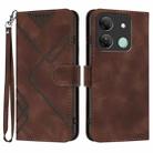 For Infinix Smart 7 HD Line Pattern Skin Feel Leather Phone Case(Coffee) - 1