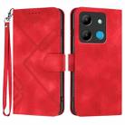 For Infinix Smart 7 Line Pattern Skin Feel Leather Phone Case(Red) - 1