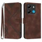 For Infinix Smart 7 Line Pattern Skin Feel Leather Phone Case(Coffee) - 1