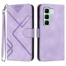 For Infinix Hot 50 4G Line Pattern Skin Feel Leather Phone Case(Light Purple) - 1