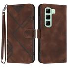 For Infinix Hot 50 5G Line Pattern Skin Feel Leather Phone Case(Coffee) - 1