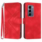 For Infinix Hot 50 Pro+ 4G Line Pattern Skin Feel Leather Phone Case(Red) - 1