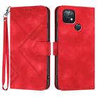 For Infinix Hot 10i Line Pattern Skin Feel Leather Phone Case(Red) - 1