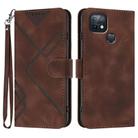 For Infinix Hot 10i Line Pattern Skin Feel Leather Phone Case(Coffee) - 1