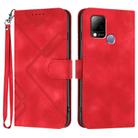 For Infinix Hot 10T / Hot 10s Line Pattern Skin Feel Leather Phone Case(Red) - 1