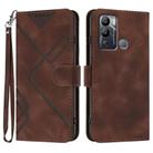 For Infinix Hot 12i Line Pattern Skin Feel Leather Phone Case(Coffee) - 1