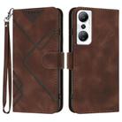 For Infinix Hot 20 4G Line Pattern Skin Feel Leather Phone Case(Coffee) - 1