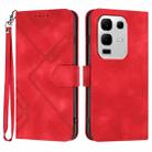 For Infinix Note 50x Line Pattern Skin Feel Leather Phone Case(Red) - 1