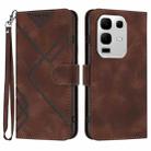 For Infinix Note 50x Line Pattern Skin Feel Leather Phone Case(Coffee) - 1