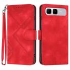 For Infinix Smart 10 Plus 4G Line Pattern Skin Feel Leather Phone Case(Red) - 1