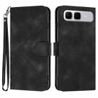 For Infinix Smart 10 Plus 4G Line Pattern Skin Feel Leather Phone Case(Black) - 1