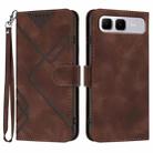 For Infinix Smart 10 Plus 4G Line Pattern Skin Feel Leather Phone Case(Coffee) - 1
