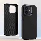 For iPhone 12 Metal Lens Frame Leather Full Coverage Shockproof Phone Case(Black) - 1