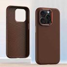 For iPhone 12 Pro Metal Lens Frame Leather Full Coverage Shockproof Phone Case(Brown) - 1