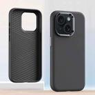 For iPhone 14 Metal Lens Frame Leather Full Coverage Shockproof Phone Case(Grey) - 1