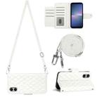 For Sony Xperia 5 V Rhombic Texture Flip Leather Phone Case with Long Lanyard(White) - 1