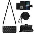 For Sony Xperia 1 V Rhombic Texture Flip Leather Phone Case with Long Lanyard(Black) - 1