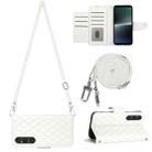 For Sony Xperia 1 V Rhombic Texture Flip Leather Phone Case with Long Lanyard(White) - 1