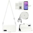 For Sony Xperia 10 V Rhombic Texture Flip Leather Phone Case with Long Lanyard(White) - 1