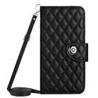 For Sony Xperia 5 IV Rhombic Texture Flip Leather Phone Case with Long Lanyard(Black) - 1