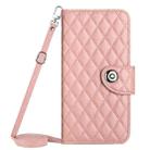 For Sony Xperia 5 IV Rhombic Texture Flip Leather Phone Case with Long Lanyard(Coral Pink) - 1