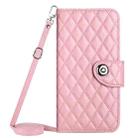 For Sony Xperia 5 IV Rhombic Texture Flip Leather Phone Case with Long Lanyard(Pink) - 1