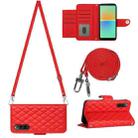 For Sony Xperia 10 IV Rhombic Texture Flip Leather Phone Case with Long Lanyard(Red) - 1