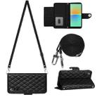 For Sony Xperia 10 IV Rhombic Texture Flip Leather Phone Case with Long Lanyard(Black) - 1