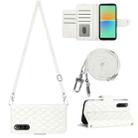 For Sony Xperia 10 IV Rhombic Texture Flip Leather Phone Case with Long Lanyard(White) - 1