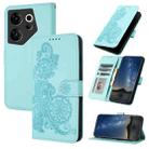 For Tecno Camon 20 Premier Datura Flower Embossed Flip Leather Phone Case(Light blue) - 1