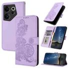 For Tecno Camon 20 Premier Datura Flower Embossed Flip Leather Phone Case(Purple) - 1