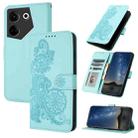 For Tecno Camon 20/20 Pro 4G Datura Flower Embossed Flip Leather Phone Case(Light blue) - 1