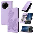 For Tecno Camon 30 Pro Datura Flower Embossed Flip Leather Phone Case(Purple) - 1